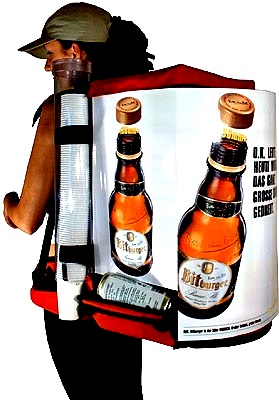 sac à dos pour vendeur de bière